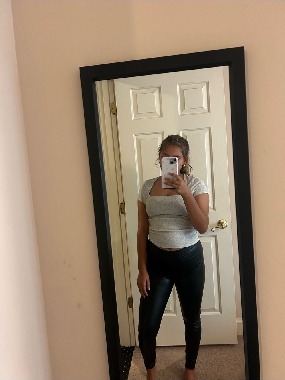 H&M Black Faux Tight Leather Pants